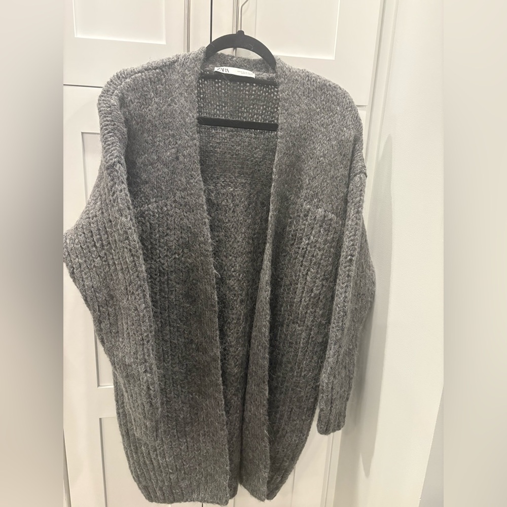 Zara Heather Gray Women's Knit Cardigan